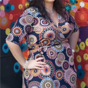 Chic Soul Colorful Patterned Midi Wrap Dress
